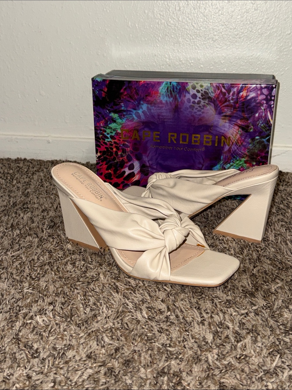 Cape Robbin Nude Knotted Block Heel Mule
